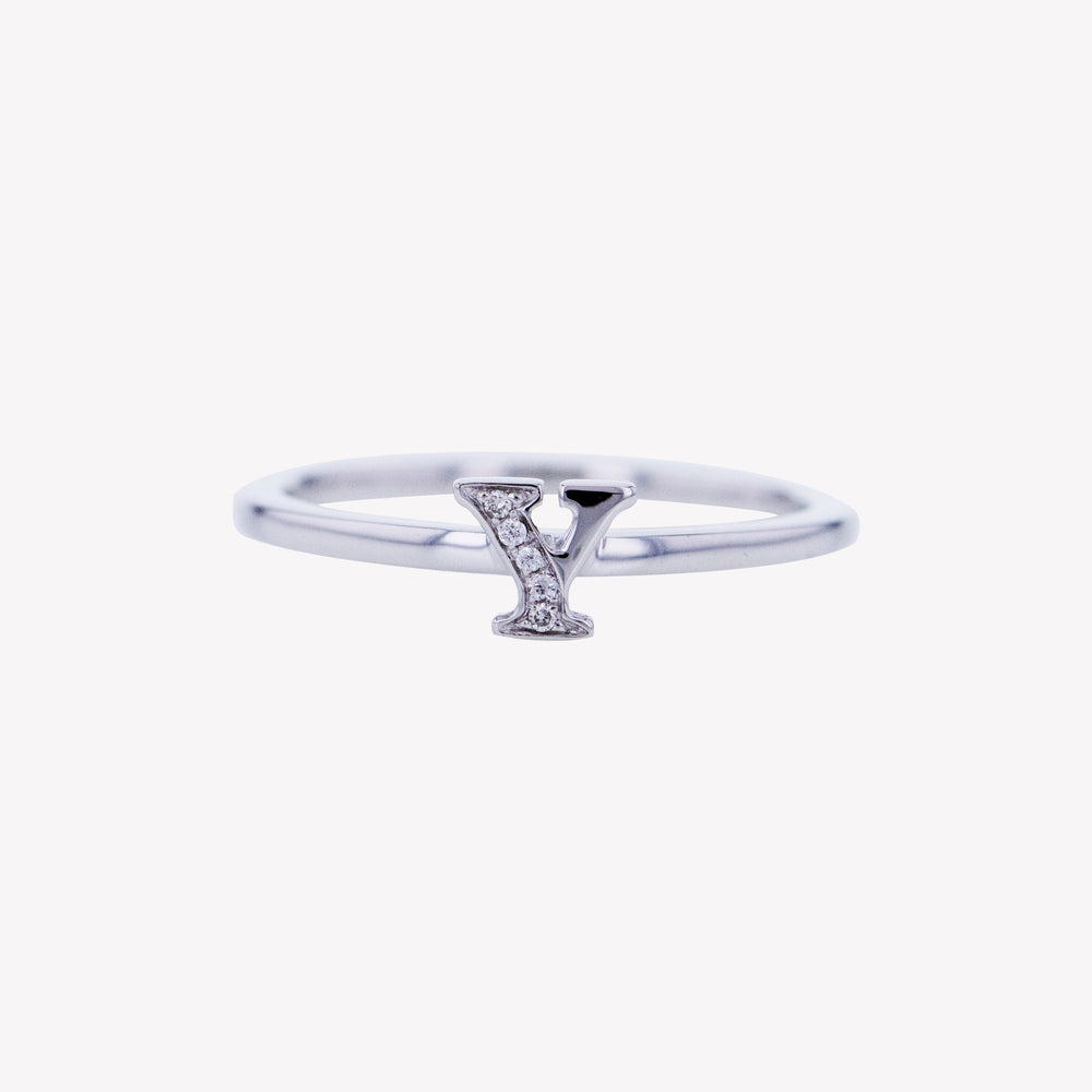 
                  
                    Letter Y Diamond Ring in White Gold
                  
                