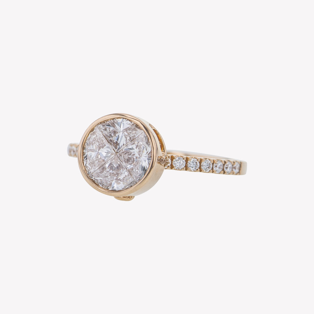 Detachable Rose Gold Round Head with Round Diamond Band