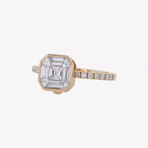 
                  
                    Detachable Rose Gold Asscher Head with Round Diamond Band
                  
                