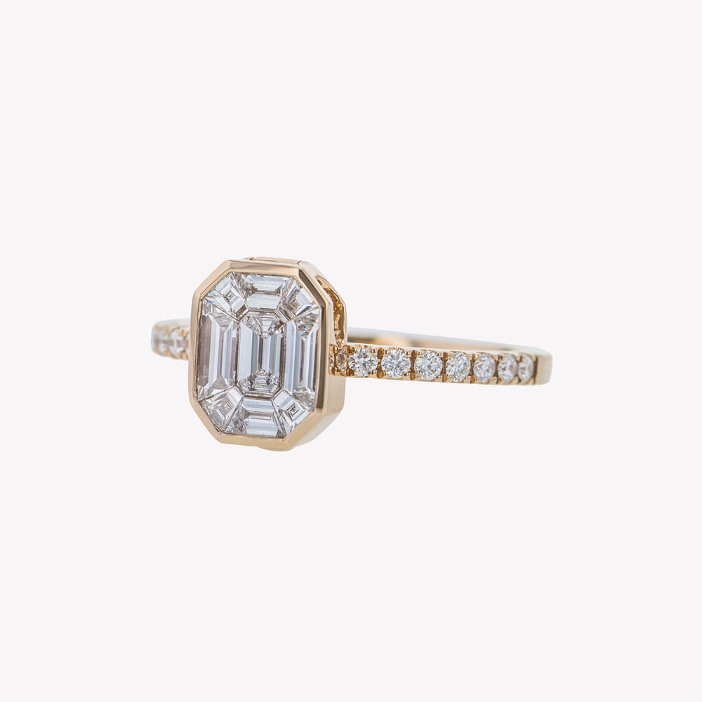 
                  
                    Detachable Rose Gold Emerald Head with Round Diamond Band
                  
                