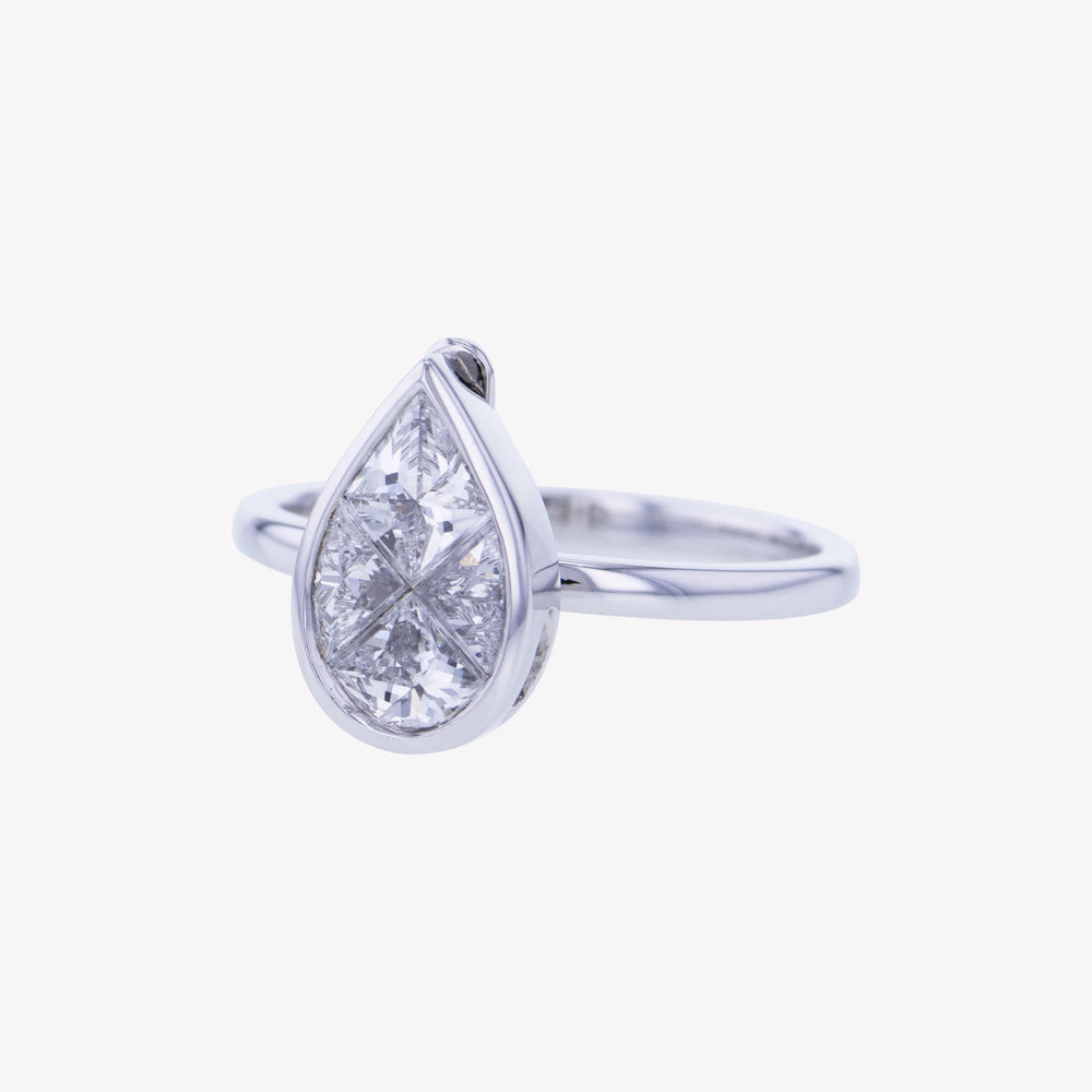 Detachable White Gold Pear Head with Round Band