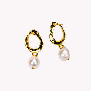 
                  
                    Yellow Gold Baroque Pearl Drop Earrings
                  
                