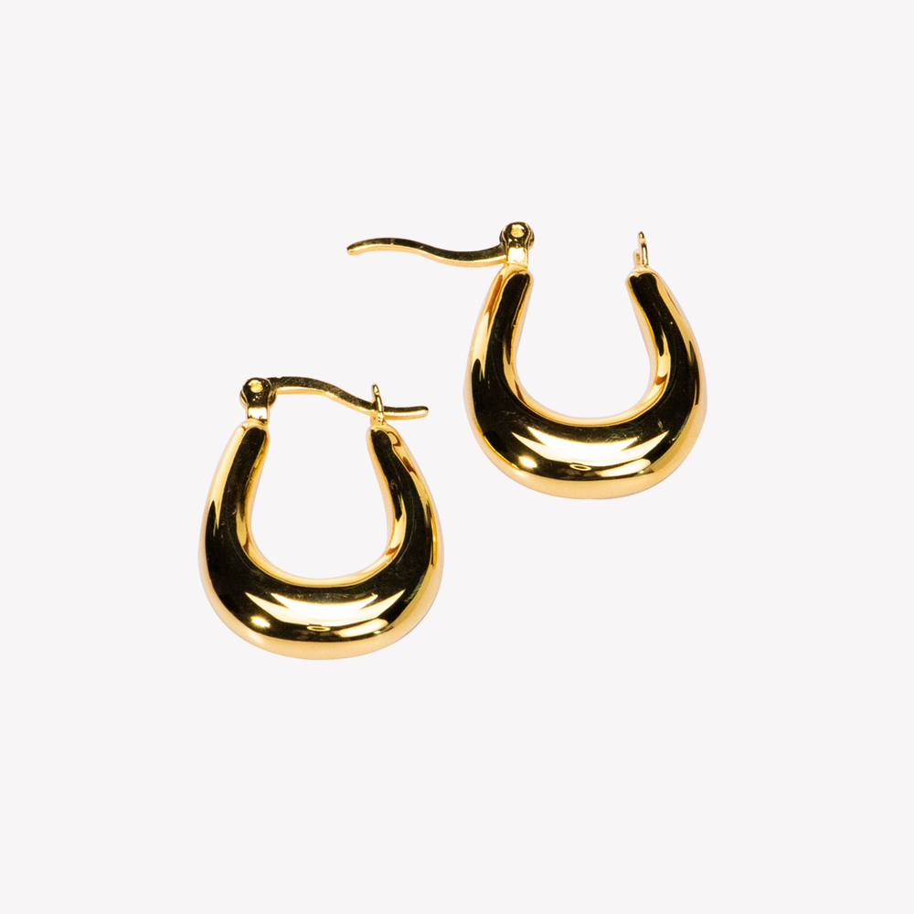 
                  
                    Yellow Gold Oval Drop Hoop Earrings
                  
                